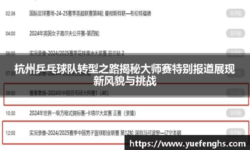 杭州乒乓球队转型之路揭秘大师赛特别报道展现新风貌与挑战